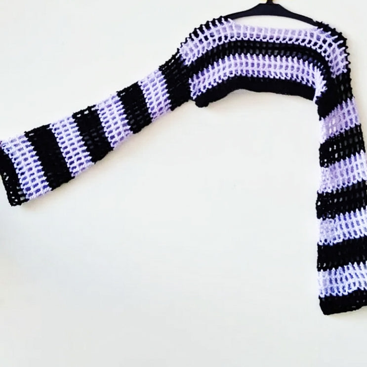 Multicolor Crocheted Mesh Bolero Shrug